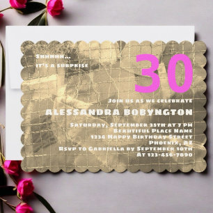 30-årsfirande av den vita rosan guld mönster inbjudningar