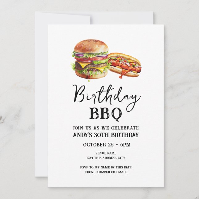 30-årsfirande BBQ avslappnad inbjudan (Framsida)