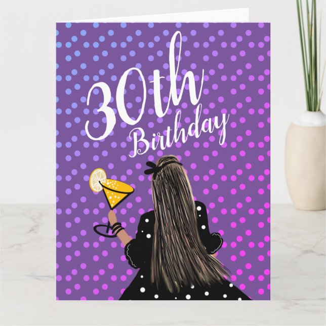30-årsfirande kvinna cocktail mode skönhet  kort (Framsida)