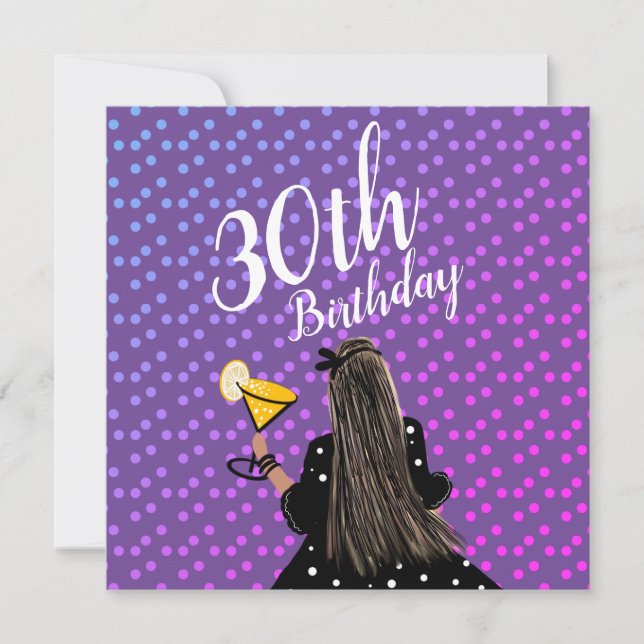 30-årsfirande Kvinna Cocktail Mode Skönhet  Kort (Framsida)