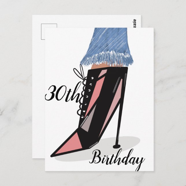 30-årsfirande Kvinna Mode Skönhet Postkort Vykort (Fram/baksida)