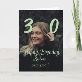 30-årsfirande lägg till namn datum år grön pastel  kort