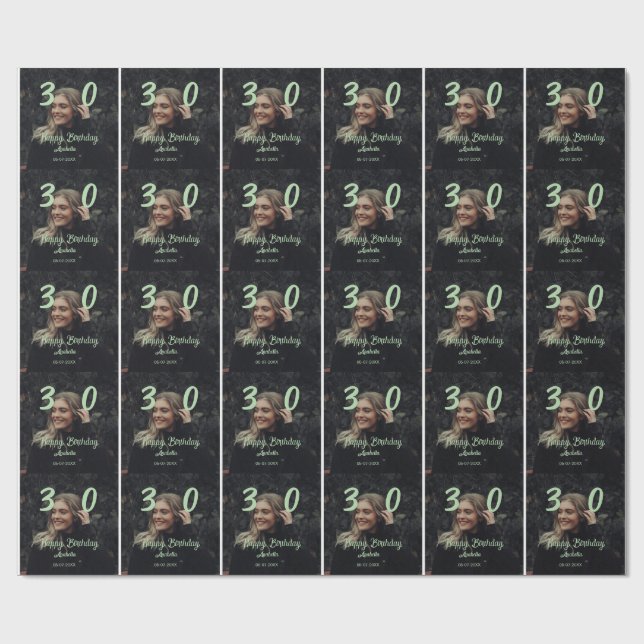 30-årsfirande lägg till namn datum år grön pastel  presentpapper (Platt)
