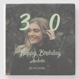30-årsfirande lägg till namn datum år grön pastel  stenunderlägg