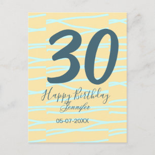 30-årsfirande lägg till namn datum år gul blå past vykort