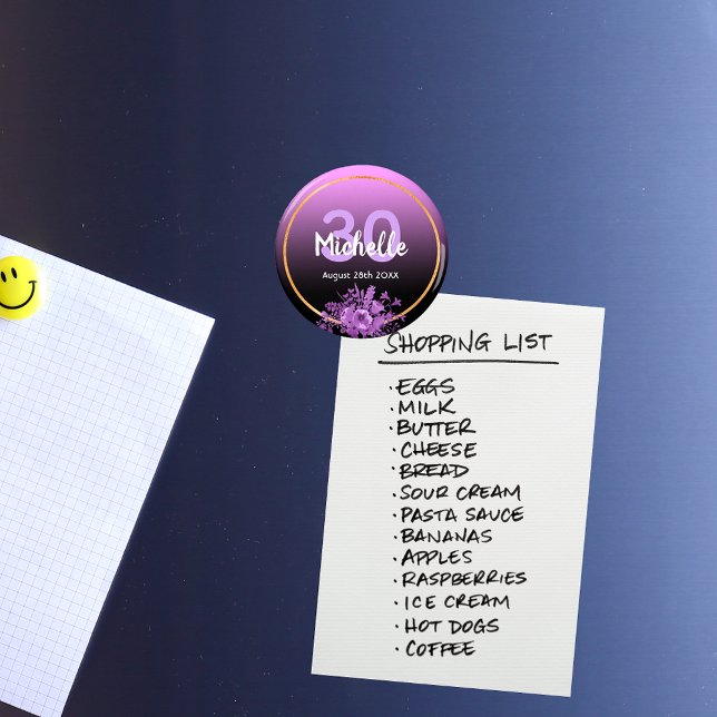 30-årsfirande lila svart guld spara datum magnet (Skapare uppladdad)