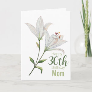 30-årsfirande Mamma Vit Lilja Flora Kort