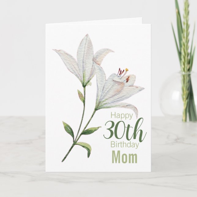 30-årsfirande Mamma Vit Lilja Flora Kort (Framsida)