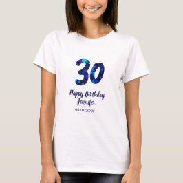 30-årsfirande namn datum år blå glans t shirt