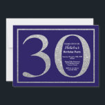 30-årsfirande Navy Blue och Silver Glitter Inbjudningar<br><div class="desc">30-års inbjudan. Navy Blue och Silver Glitter födelsedagsfest inbjudan med Navy Blue bakgrund. Överraskningsfest. Vuxen födelsedag. Män eller kvinnor födelsedagsfest. För ytterligare anpassning,  klicka på "Anpassa"-knappen och använd vårt designverktyg för att ändra denna mall.</div>