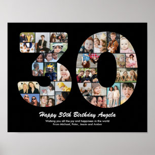 30-årsfirande Nummer 30 Fotokollage Present Poster