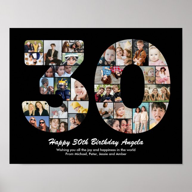 30-årsfirande Nummer 30 Fotokollage Present Poster (Framsidan)