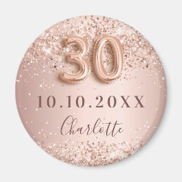 30-årsfirande rose gold blush save the date magnet