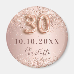 30-årsfirande rose gold blush save the date magnet