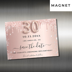 30-årsfirande rose silver spara datum magnet