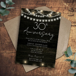 30-årsfirande Rustik Träljus Inbjudningar