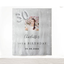 30-årsfirande silver foto glitter välkomstduk