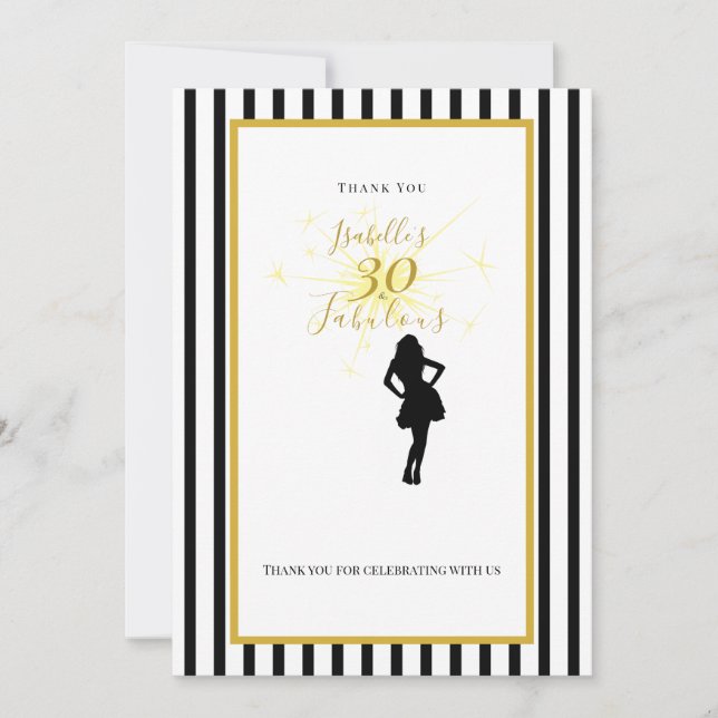 30-årsfirande Tacksamhetskort Svart & Guld Tack Kort (Framsida)