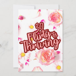 30-årsfirande Trettio flirtig och blomstrande Rosa Inbjudningar