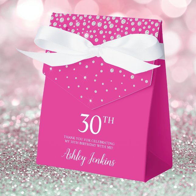 30-årsfirande varmt rosa glittrande tack presentaskar (Skapare uppladdad)