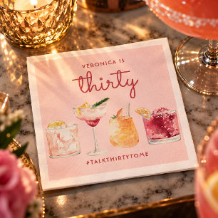 30-årsfirande Vattenfärg Cocktails Servetter