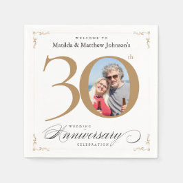 30-årsjubiléet White Guld Calligraphy Classy Pappersservett