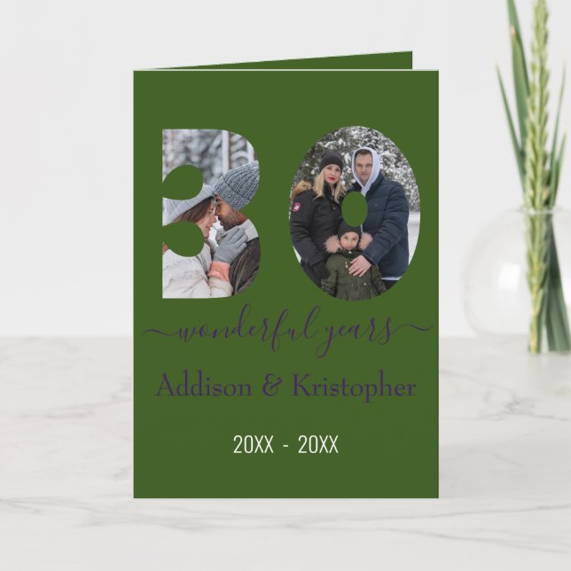 30-årsjubileum Kärlek Forever Photo Template Kort (Framsida)