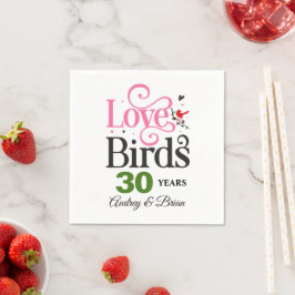 30-årsjubileum Love Birds Personlig Pappersservett