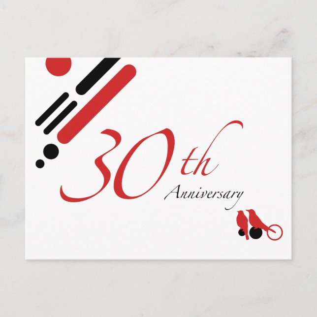 30-årsjubileum (med fåglar) vykort (Framsida)