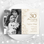 30-årsjubileum med Photo - Elfenbenskusten Guld Bl Inbjudningar<br><div class="desc">30-årsjubileum med inbjudan till Blommigten Photo - Ivory Guld. Modern design med botaniska konturaccenter för teckning och typsnitt för typgrafiska skript. Enkel perfekt för inbjudan-kort för trendig för en snyggt-bröllop-årsdag i firande. Kan anpassas så att de återspeglar alla år av giftermål. Skrivna Zazzle-inbjudningar eller digital utskrivbar mall för omedelbar nedladdning....</div>