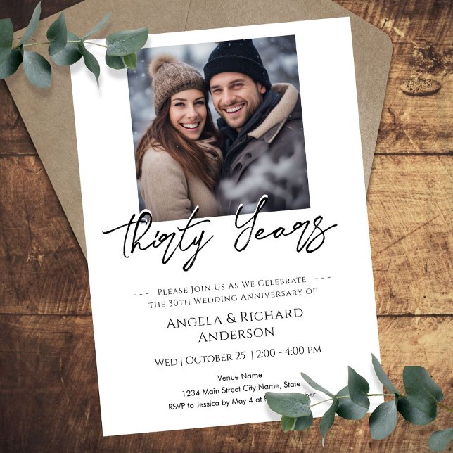 30-årsjubileum Minimal Foto Inbjudningar (Skapare uppladdad)