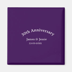 30-årsjubileum namn datum lila enkelt magnet