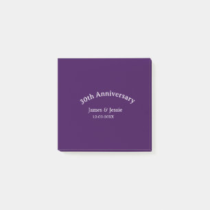 30-årsjubileum namn datum lila enkelt post-it block