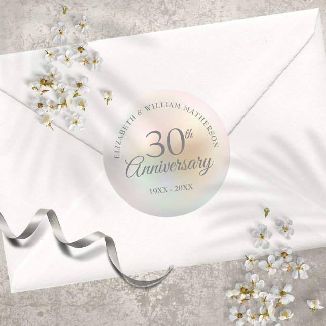 30-årsjubileum Pearl Runt Klistermärke (30th Anniversary Pearl Classic Round Sticker)