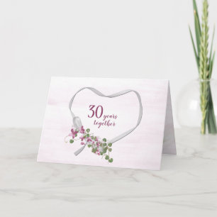 30-årsjubileum Ribbon Heart Card Kort