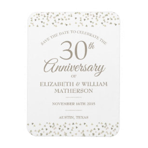30-årsjubileum Spara datumkonfetti Magnet