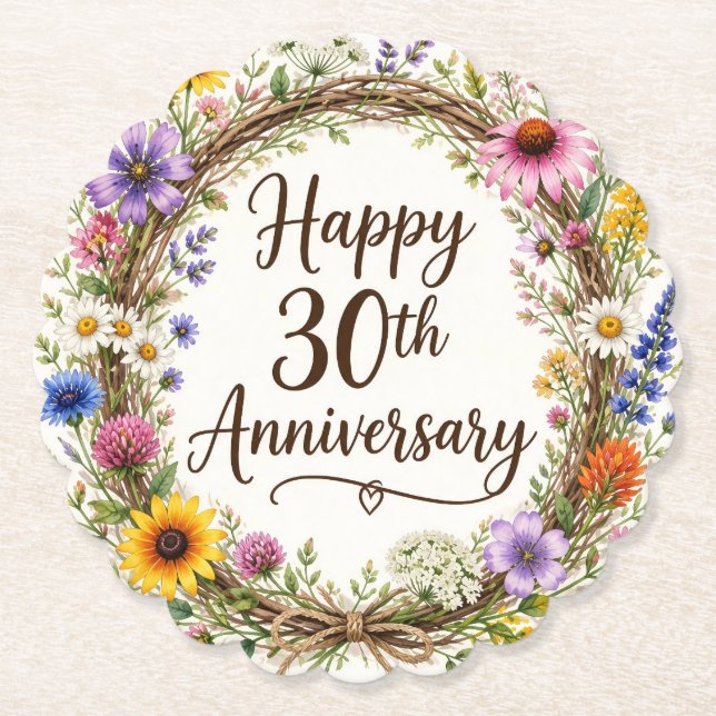 30-årsjubileumsblommor underlägg papper (Framsida)