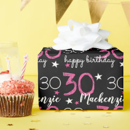 30-årspresent Anpassat Rosa Svart Inpackningspappe Presentpapper
