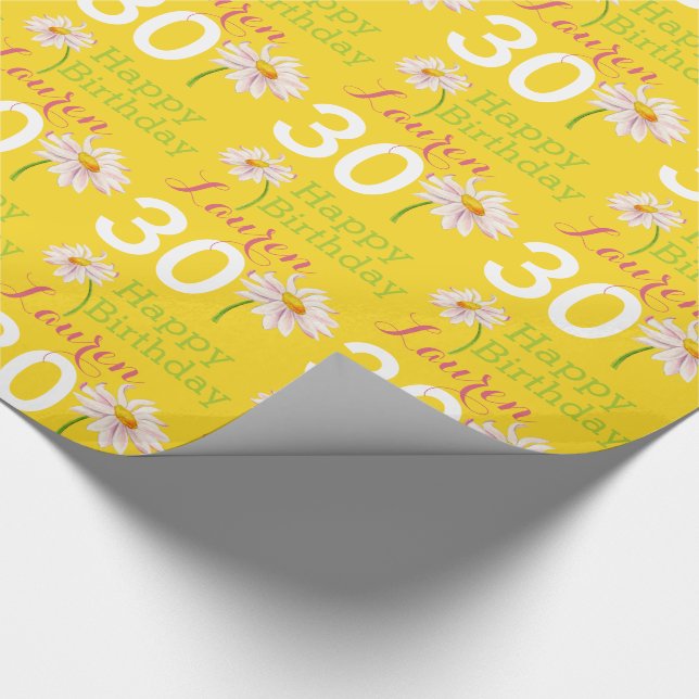 30-årspresent födelsedagsdaisy gul blomma presentf presentpapper (Hörn)