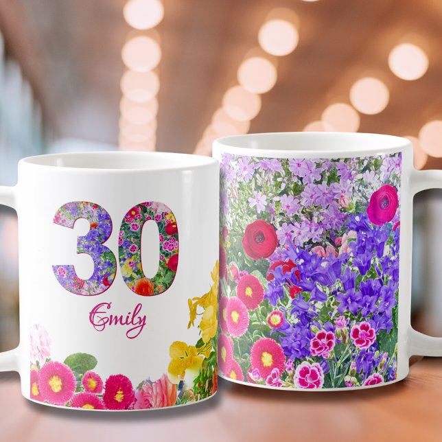 30-årspresent för dottern - personlig blomma kaffemugg (Skapare uppladdad)