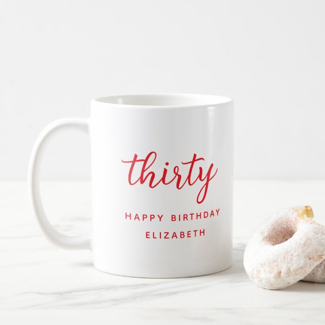 30-årspresent Modern Röd Personlig Födelsedagspres Kaffemugg (Med munk)