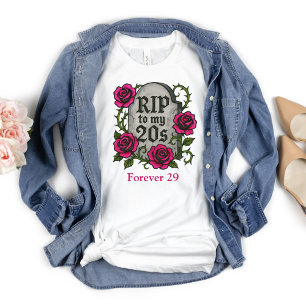 30-årspresent Till Henne Rosa Rosor RIP Gravsten T Shirt