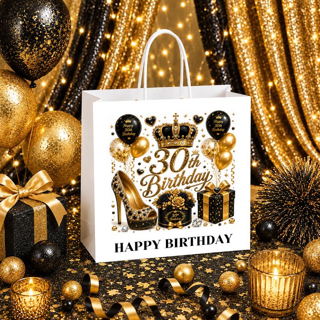 30-årspresentpåse Glamorös firande gnista (30th Birthday Gift Bag Glamorous Celebration Sparkle)