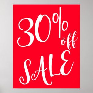 30 % av försäljningsskylten, Red Boutique Sale Sig Poster