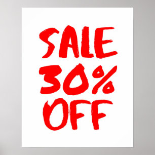 30 % av försäljningsskylten, röd butikssignal, sto poster
