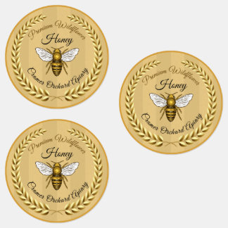 30 Bee and Garland Amber Stripe Honung Burk Food Klistermärke