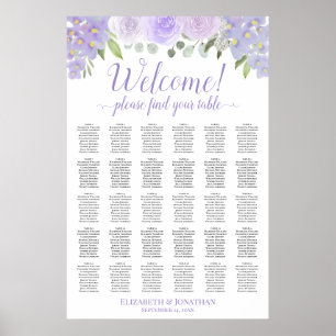 30 Bord Lavendel Blommig Bröllops Sittplatskarta Poster