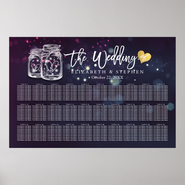 30+ Bröllop-sätesschemat Mason Burk Ljus Poster (Framsidan)