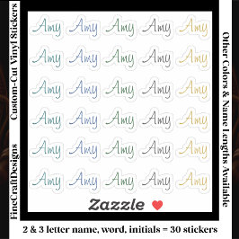 30 Custom Modern Short Name Word Initials Neutral  Klistermärken