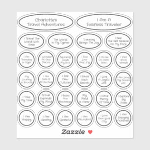30 Cute Black & White Travel-bekräftelsemall Klistermärken